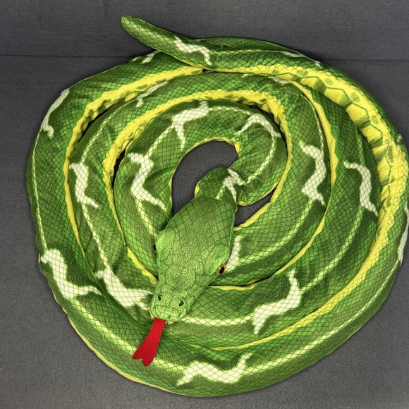 Melissa & Doug Giant 15 Ft Snake Plush Boa Constrictor Green Yellow Stuffed Toy - Picture 2 of 6